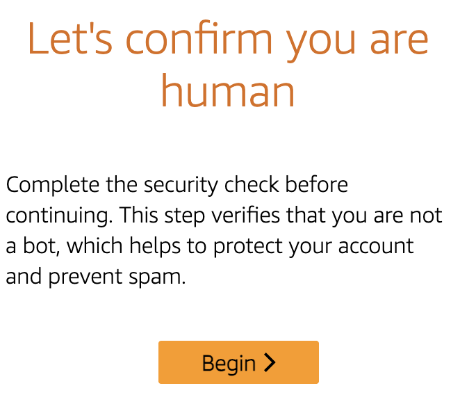 CAPTCHA page saying it wants to confirm you are human