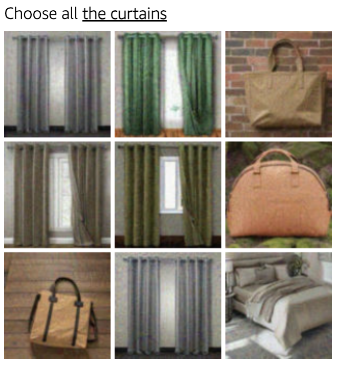CAPTCHA page asking you to pick curtains