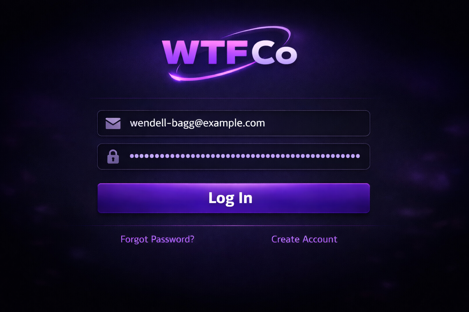 A login screen with a very long 'starred' password